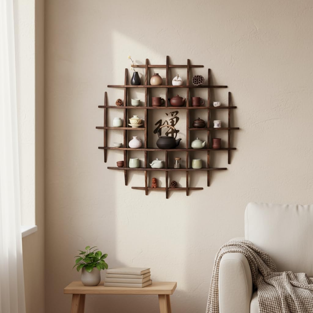 エルテ　置物 Amazon.com: JIU Solid Wood Tea Cup Holder Wall Decoration Tea Set